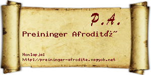 Preininger Afrodité névjegykártya